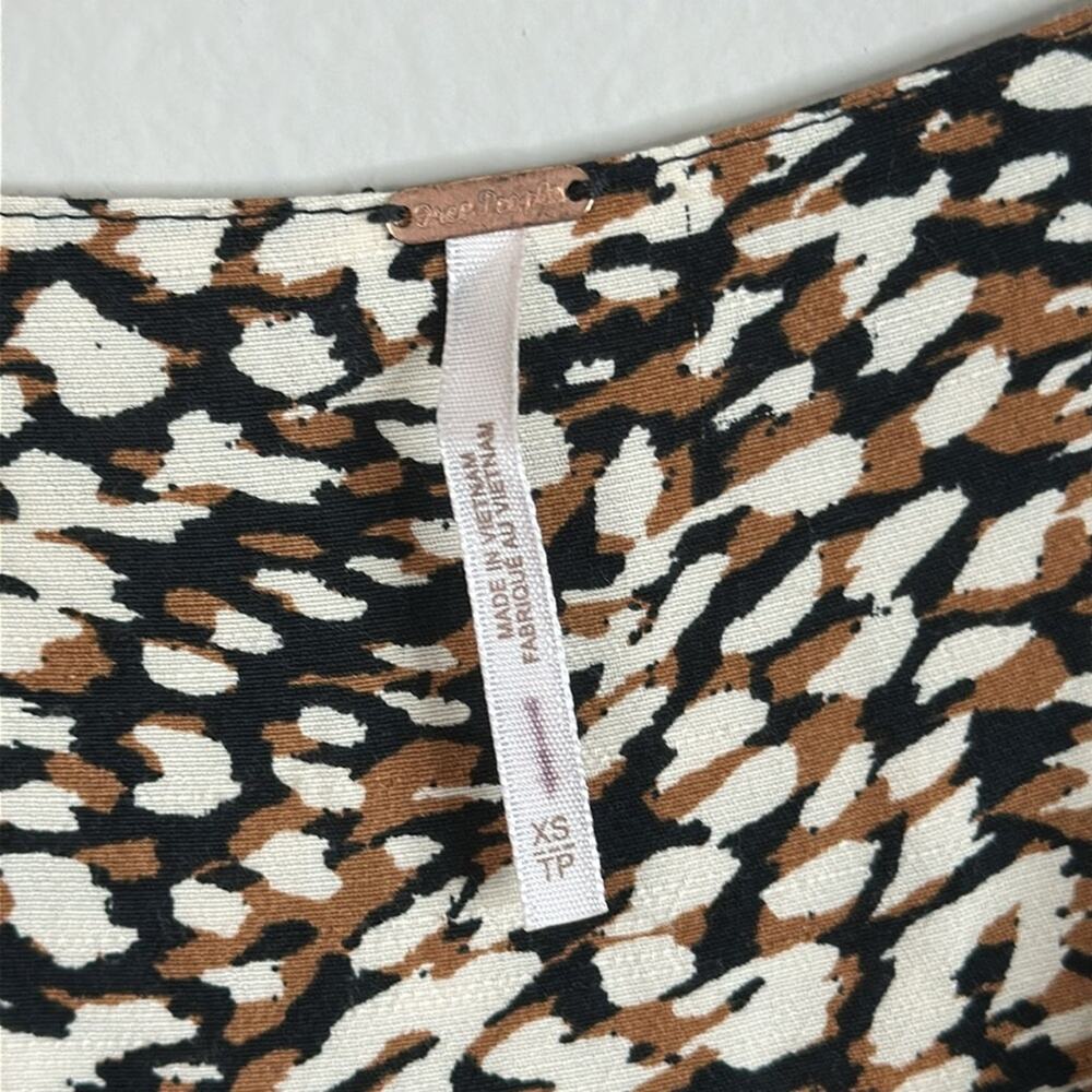 Free People Leopard Print Mini Dress XS Wrap Boho Party Y2K Retro - Picture 8 of 9